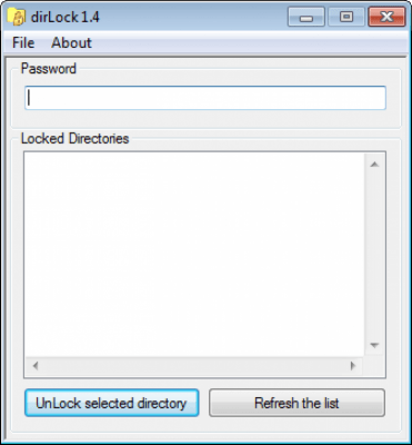 Screenshot of the application dirLock - #2