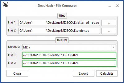 Screenshot of the application DeadHash - #2