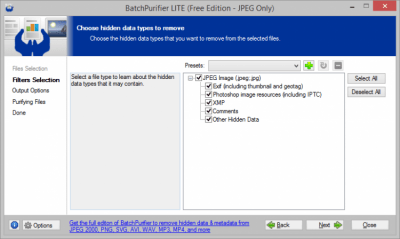 Screenshot of the application BatchPurifier - #2