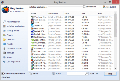 Screenshot of the application RegSeeker - #2