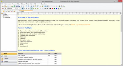 Screenshot of the application AM-Notebook - #2