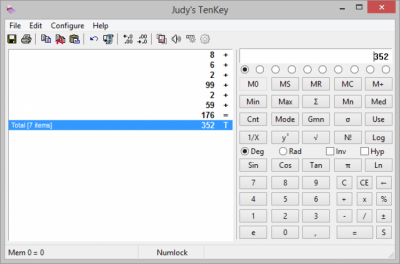 Screenshot of the application Judy's TenKey - #2