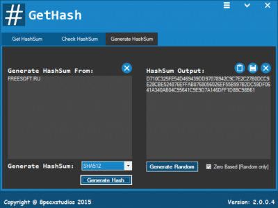 Screenshot of the application GetHash - #3