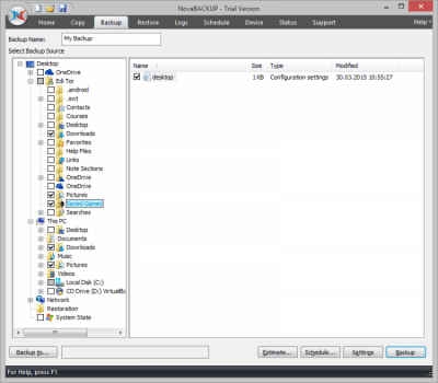 Screenshot of the application NovaBACKUP PC - #2