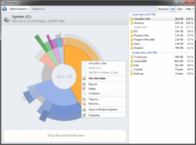 Screenshot of the application Disk Aware - #2
