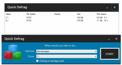 Screenshot of the application Quick Defrag - #2