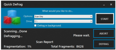 Screenshot of the application Quick Defrag - #3