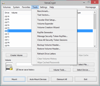 Screenshot of the application VeraCrypt - #2