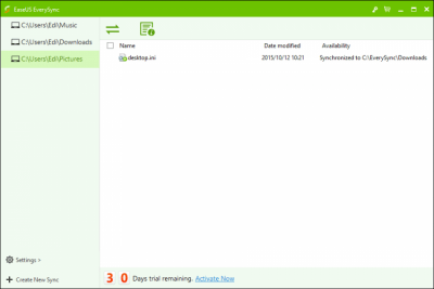 Screenshot of the application EverySync - #2