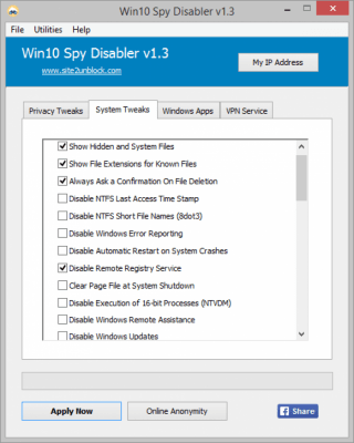 Screenshot of the application Win10 Spy Disabler - #3
