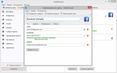 Screenshot of the application SafeInCloud - #2