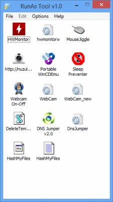 Screenshot of the application RunAsTool - #4