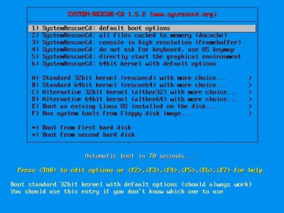 Screenshot of the application SystemRescueCD - #3