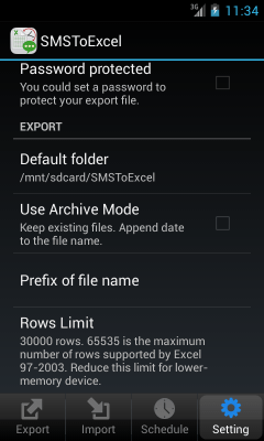 Screenshot of the application SMSToExcel Backup SMS in Excel - #4