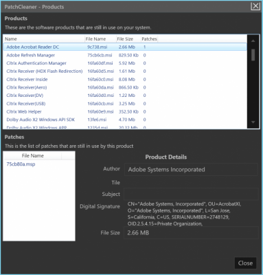 Screenshot of the application PatchCleaner - #3