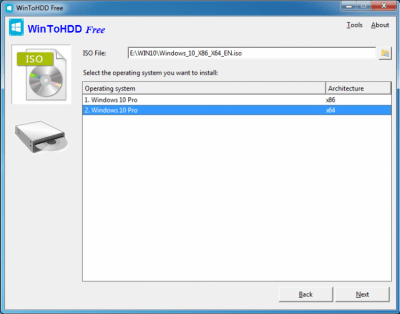 Screenshot of the application WinToHDD - #2