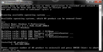 Screenshot of the application ESET Uninstaller - #2