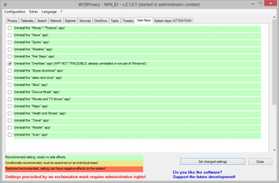 Screenshot of the application W10Privacy - #2