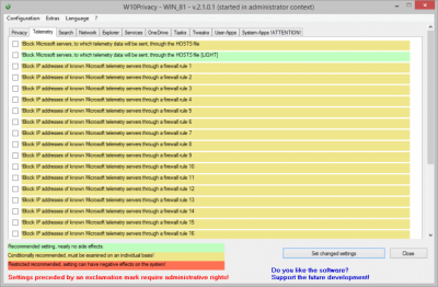 Screenshot of the application W10Privacy - #3