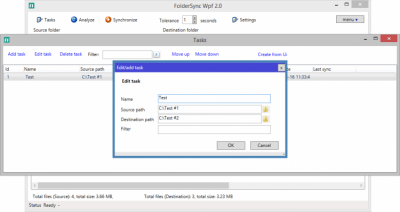 Screenshot of the application Folder Sync - #3