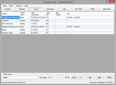 Screenshot of the application TotalReminder - #2