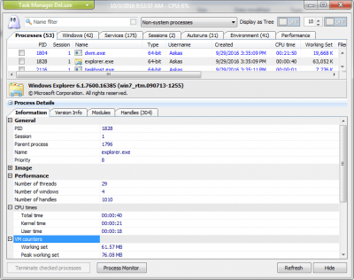 Screenshot of the application MiTeC Task Manager DeLuxe - #5