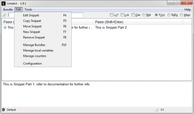 Screenshot of the application Lintalist - #2