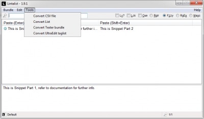 Screenshot of the application Lintalist - #3