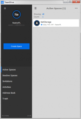 Screenshot of the application TeamDrive - #7
