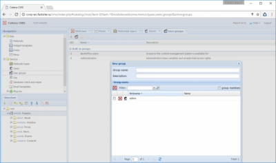 Screenshot of the application Cetera CMS - website management - #2
