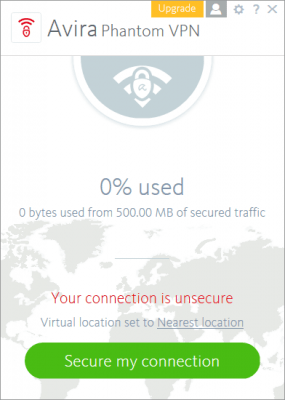 Screenshot of the application Avira Phantom VPN - #1