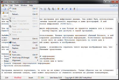 Screenshot of the application Safe Notes - #2