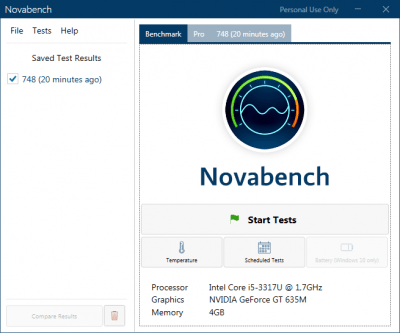 Screenshot of the application NovaBench - #3