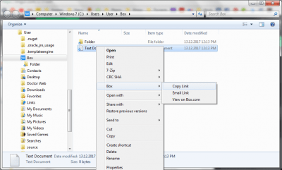 Screenshot of the application Box Sync - #2
