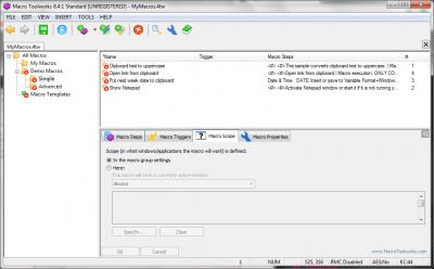 Screenshot of the application Macro Toolworks Standard Edition - #2