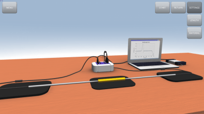 Screenshot of the application Sound propagation in rods - #2