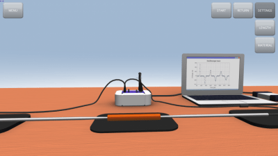 Screenshot of the application Sound propagation in rods - #6