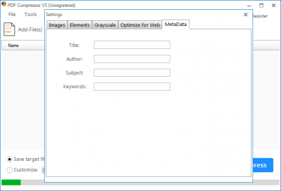 Screenshot of the application PDF Compressor V3 - #2