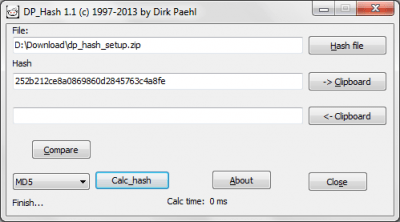 Screenshot of the application DP Hash - #3