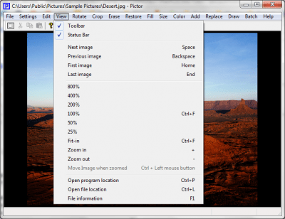 Screenshot of the application Pictor - #2