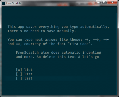 Screenshot of the application FromScratch - #3
