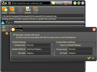 Screenshot of the application Zip It - #2