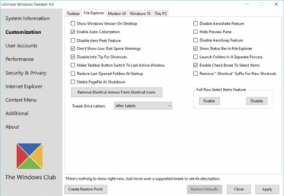 Screenshot of the application Ultimate Windows Tweaker - #15