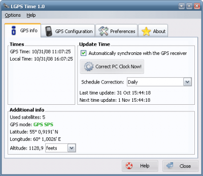 Screenshot of the application LGPSTime - #4