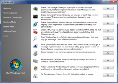 Screenshot of the application FixWin - #5