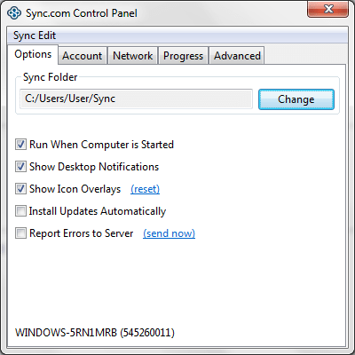 Screenshot of the application Sync for Windows - #2