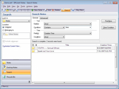 Screenshot of the application Efficient Notes - #2