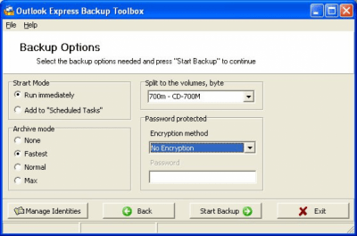 Screenshot of the application Outlook Express Backup Toolbox - #3