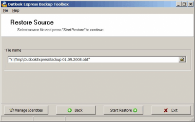 Screenshot of the application Outlook Express Backup Toolbox - #7