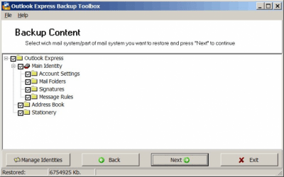 Screenshot of the application Outlook Express Backup Toolbox - #10